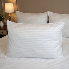 Stripe Pillows Hotel Quality 2 Pack Bed Pillows | Extra Filled for Plush Comfort with Quick Rebound Bounce Back Support | Long-Lasting Shape Retention | LOCAL WAREHOUSE | UK BRAND