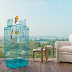 Costoffs Bird Cage Open Top Metal Birdcage with Tray, Feeders, Double-Door, 104.5cm Height