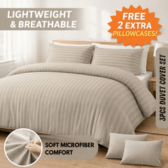 3pcs Lightweight Stripe Duvet Cover Set – Soft Breathable Microfiber Bedding Set, Cool Fresh Spring Summer Design, Easy Care, Includes 2 Free Pillowcases, All seasons use