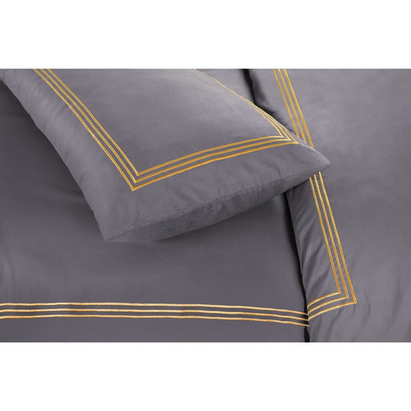 Embroided Baratta Stitch Duvet Cover Set with Matching Pillowcases - Ultra-soft Brushed Microfibre – Chic & Modern Design – Easy Care & Machine Washable