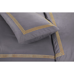 Embroided Baratta Stitch Duvet Cover Set with Matching Pillowcases - Ultra-soft Brushed Microfibre – Chic & Modern Design – Easy Care & Machine Washable