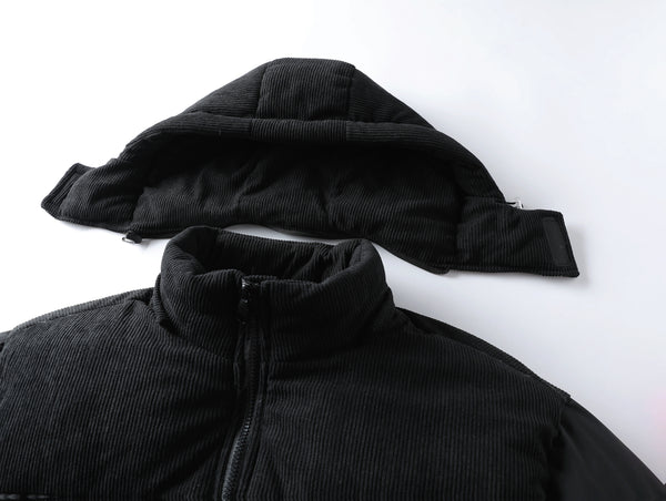 2025 New Winter Removable Hood Jacket Men'S Casual Print Hooded Coat Thick Trendy Jacket Top Men'S