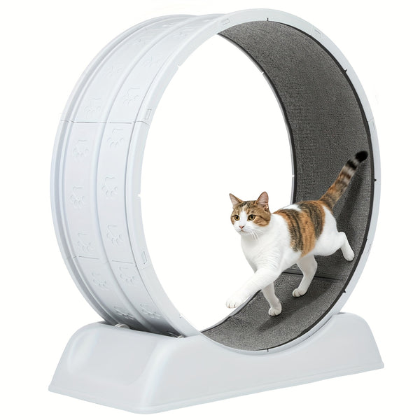 Cat Exercise Wheel, 79 Cm Cat Treadmill for Indoor Cats, Running Wheel with Carpeted Runway, Easy to Install & Fitness & Health, Suitable for Most Cats, Plastic Wheel