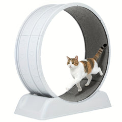 Cat Exercise Wheel, 79 Cm Cat Treadmill for Indoor Cats, Running Wheel with Carpeted Runway, Easy to Install & Fitness & Health, Suitable for Most Cats, Plastic Wheel