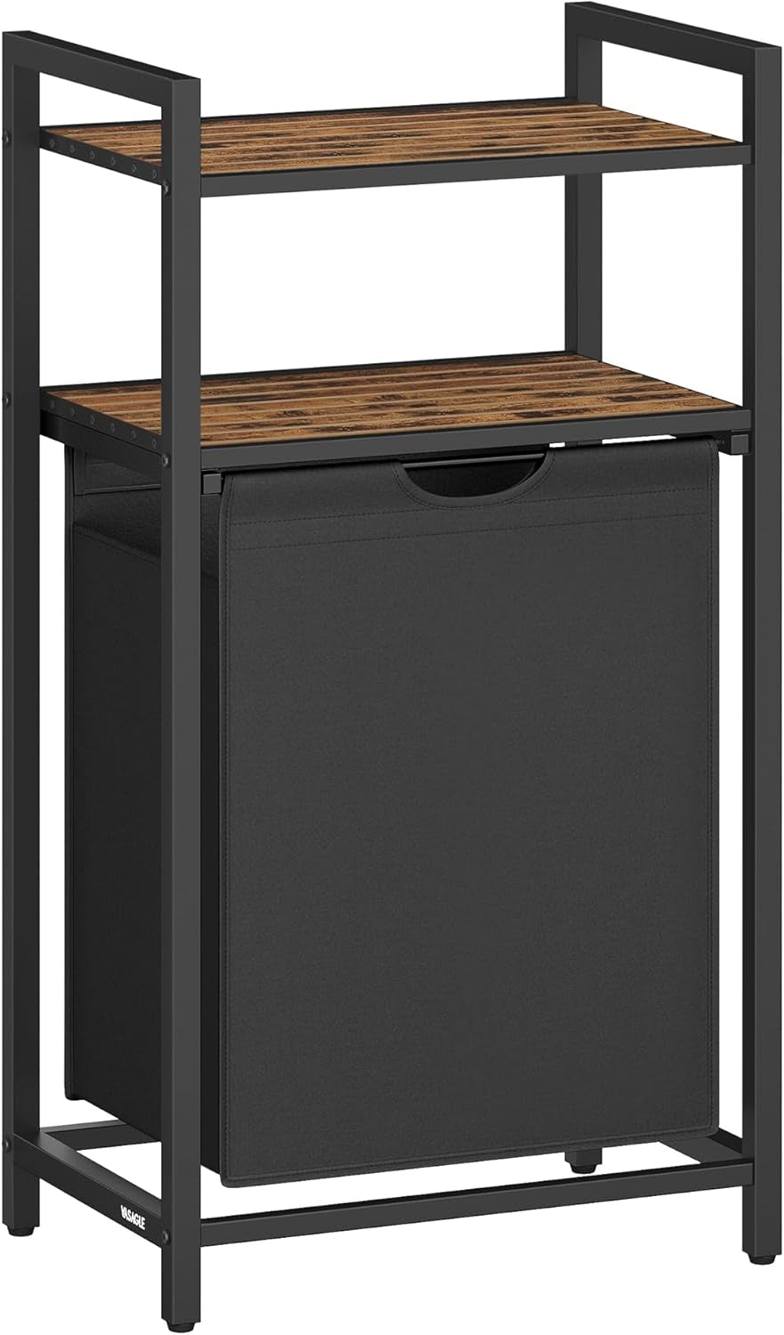 VASAGLE Laundry Basket, Laundry Hamper with 4 Pull-Out and Removable Laundry Bags, 2 Shelves, 4 X 40 L, for Laundry Room, Rustic Brown and Black BLH214B01