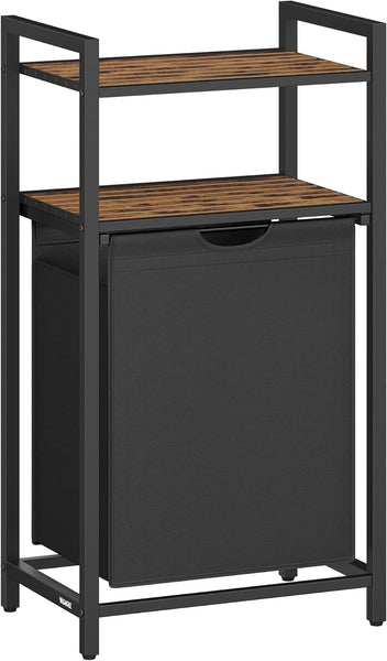 VASAGLE Laundry Basket, Laundry Hamper with 4 Pull-Out and Removable Laundry Bags, 2 Shelves, 4 X 40 L, for Laundry Room, Rustic Brown and Black BLH214B01