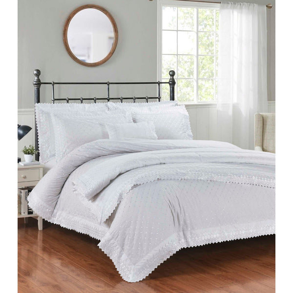Serenity Stitch Broderie Anglaise Lace Trim | 2 Options Available: 50 X 30Cm Boudoir Cushion & Pair of Pillowcases | Available in 2 Colours | UK Based Brand | Fast Dispatch from UK Fulfillment Centre