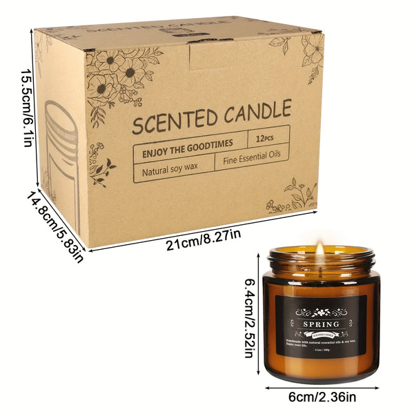 12pcs 3.5-ounce Scented Candles, Retro And Exquisite Design, Soft Fragrance, Soy Wax Amber Candles, Perfect for Valentine's Day, Weddings, Birthdays, Parties, Yoga, Swimming Pools, Home Decoration And As An Excellent Gift for Friends And Family.