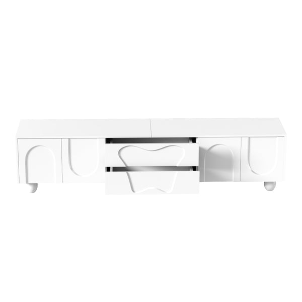 180cm Modern TV Stand for TVs up to 65 inches, Storage TV Cabinet with Solid Wood Legs, Black PB Board Entertainment Center for Living Room, Bedroom, Home Office - Scratch-Resistant, Spacious Shelves for Media Players & Game Consoles, Easy Assembly