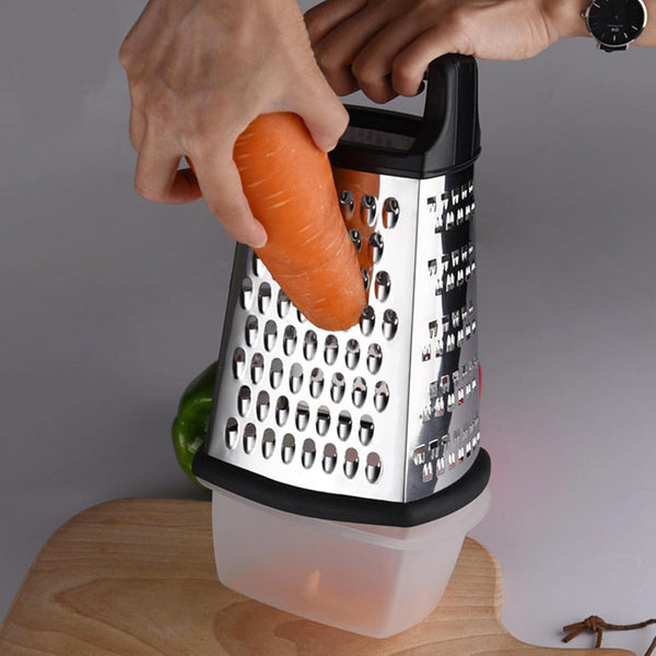 Envenzo Grater with Integrated Container 4-Sided Stainless Steel Graters for Parmesan Cheese, Lemon, Vegetables for Kitchen