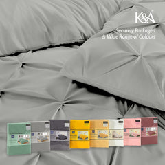 K&A® Pintuck Pinch Pleat Duvet Cover Set with Zipper Closure including Pillowcase – Ultrasoft Brushed Microfiber – Easy Care & Machine Washable