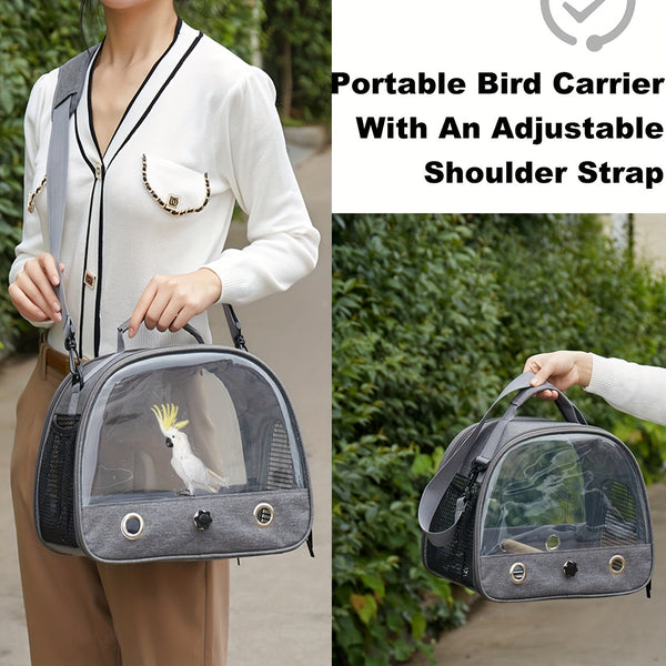 Portable Bird Travel Carrier with Stand and Shoulder Strap - Ideal for Parrots and Small Birds - Secure and Comfortable Pet Carrier Bag for Travel and Outdoors