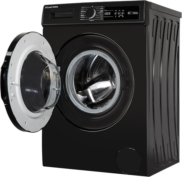 Russell Hobbs Freestanding Washing Machine, 8Kg Capacity, 1400 Rpm, 15 Programmes, Eco Technology, Rapid Wash Cycles, Black, RH814W111B