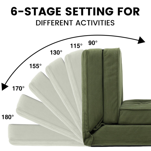 Folding Sofa Bed Adjustable Lazy Tatami Sofa Convertible Floor Couch 5 Levels Adjustable Backrest Lounge Chaise for Living Room Bedroom Guest Room