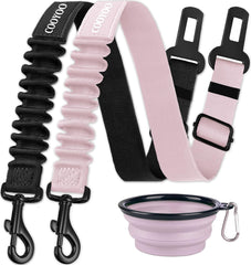 COOYOO Dog Seat Belt,3 Piece Set Retractable Dog Car Harness Adjustable Dog Seat Belt for Vehicle Nylon Pet Safety Seat Belts Heavy Duty & Elastic