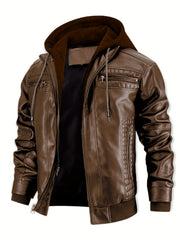 Men's Casual 2in 1 Jacket, Chic Bomber Jacket Biker Jacket with Zipper Pockets