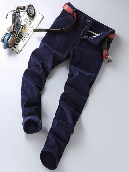 Men's Four-Season Corduroy Slim Fit Straight-Leg Casual Trousers