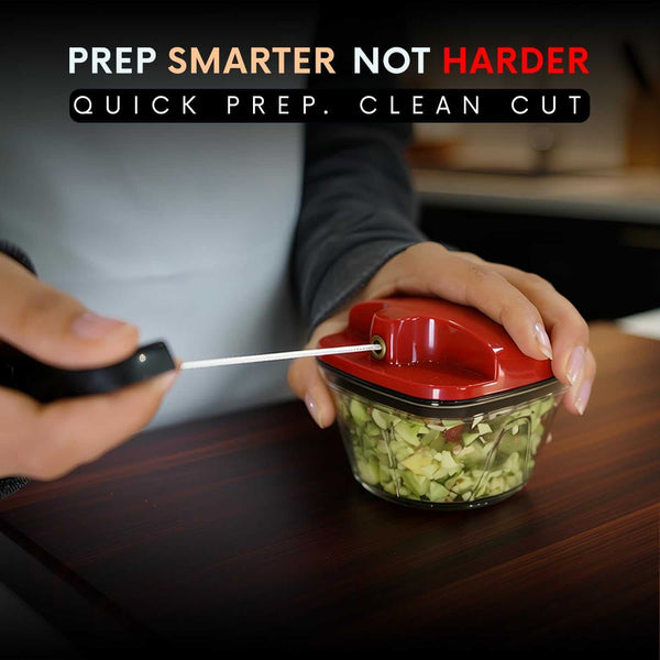 AEX Manual Food Chopper Hand Pull String Vegetable Chopper for Onion Garlic Herbs Nuts Compact Kitchen Food Processor Easy Clean Multifunction Chopper Persian Red