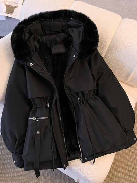 [Winter Coat Women] Women's Parka Autumn And Winter 2025 New Slim Parka, Fashionable And Versatile Plush One-piece Coat, Solid Color Daily Casual Style, Elegant Temperament Style, Comfortable And Warm to Wear, Halloween And Christmas Clothes Women