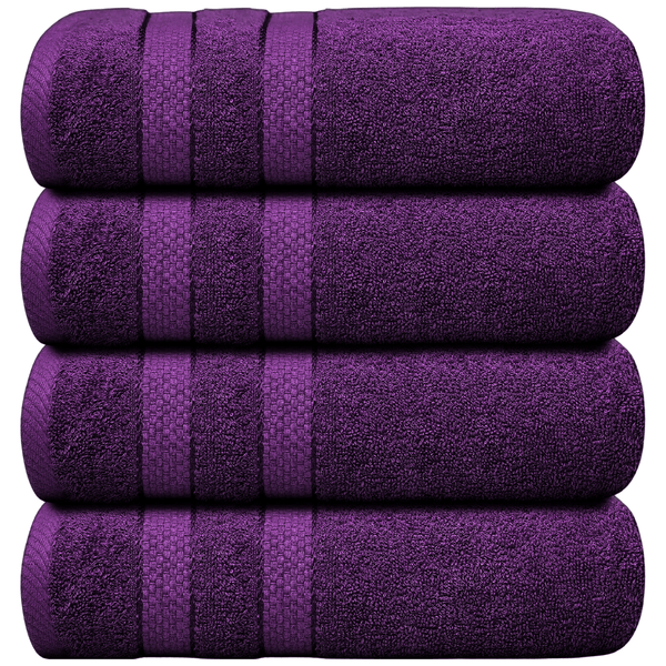 4 X Large Jumbo Bath Towels 100% Egyptian Cotton -75 x 150 cm- Soft Quick Dry Hotel Spa Big Bathroom Towels Set