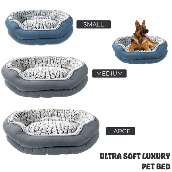 Dog Bed - Washable Rectangle Dog Beds, Anti-Anxiety, Soft Plush Non-Slip Bottom Pet Bed Mattress Mat Machine Washable