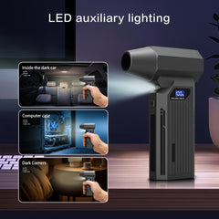5In1 Compressed Air Dust Collector, High Power Garden Leaf Blower Iolent Fan, Wireless 130000 Rpm, 4Gear, Rechargeable Air Blower, High Speed Powerful Turbo Fan, Handheld Outdoor Hair Dryer, Snow Blower, Suitable for Yard, Keyboard, Christmas Gift