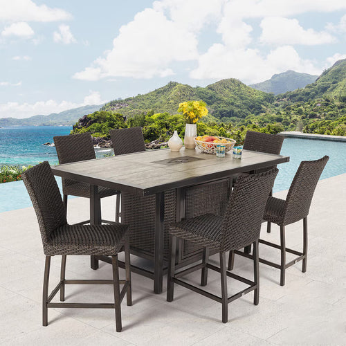 Agio Mckenzy 7 Piece High Dining Wicker Patio Set + Cover