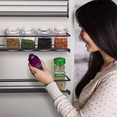 4 pieces, kitchen spice rack combination, no punching seasoning storage rack, metal wall mounted kitchen spice rack, layered storage of spices, seasonings, knives and forks, bathroom toiletries storage rack, cosmetics shelf, black