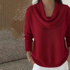 Women'S 2025 New Style Retro Solid-Color Sweater - Soft Round Neck Long Sleeve Winter Top with Ribbed Texture, Cozy Warm Pullover for Christmas & Daily Wear, Elegant Sweater for Women, Versatile Holiday Outfit