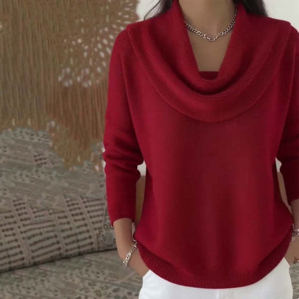 Women'S 2025 New Style Retro Solid-Color Sweater - Soft Round Neck Long Sleeve Winter Top with Ribbed Texture, Cozy Warm Pullover for Christmas & Daily Wear, Elegant Sweater for Women, Versatile Holiday Outfit