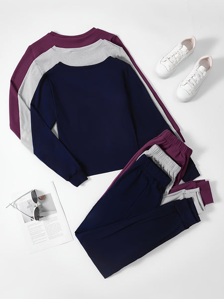 3pcs Women's Sportswear Set, Long Sleeve and Long Pants, Made of Fabric