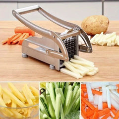 Potato Chipper Chip Chopper Cutter Slicer Maker & 2 Steel Edges French Fries