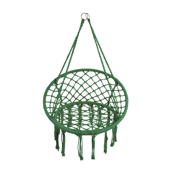 Courtyard Woven Hanging Basket, Hanging Cotton Rope Iron Ring Hanging Chair, Balcony Rocking Chair, Suitable for Indoor, Outdoor, Home, Balcony, Courtyard, Garden, Maximum Load Capacity: 200kg, Material: Iron Ring, Cotton Rope (No Include Cushion)