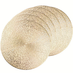 6pcs Round PVC Hollow-Out Placemats | Gold/Silver/Rose Gold | 15