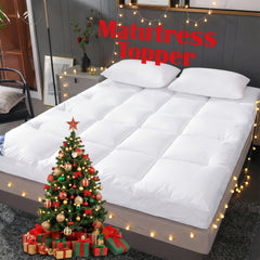 Luxury Mattress Topper Extra Thick 4-Inch/ 10cm Deep | Fitted Bed Mattresses Toppers with Soft Fiber | Single Double King Super King Small Double Sizes UK Bedding Size