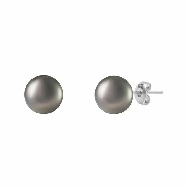 10-10.5Mm Tahitian Pearl Earrings, 14Ct White Gold