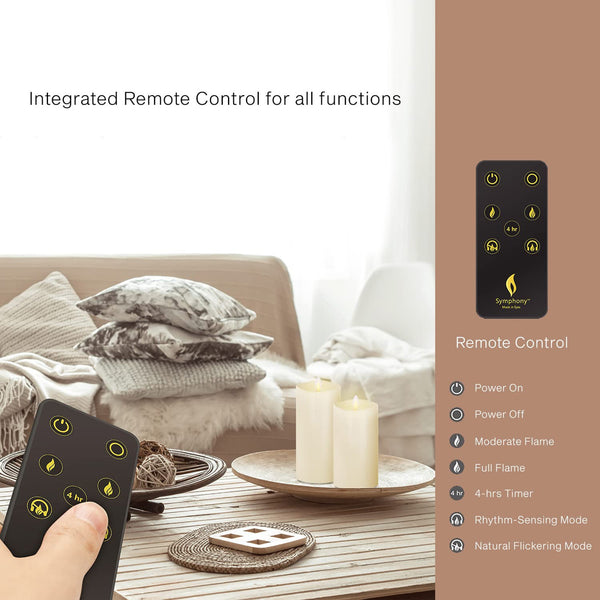 LENCARTA LED Flameless Candle Classic Ivory 6 Inch Wax Shell | Battery Powered Music Rhythm Sensing Flicker-Effect Pillar with Remote Control for Home Decor