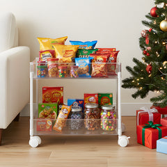 2/3/4-Tier Transparent Storage Cart - Multi-Functional Rolling Organizer with Wheels | for Bathroom, Kitchen, Laundry Room | Snack & Toiletries Holder (Easy Assembly)