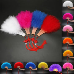 1pc New Feather Folding Fans Hand Fan Dance Costume Wedding Party Fans for Women