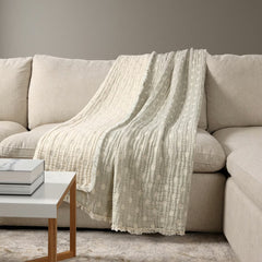 Life Comfort Reversible 100% Cotton Gauze Throw in Blue, 127 X 162 Cm