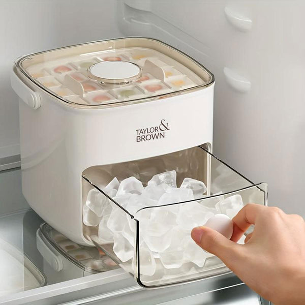 48-lce Cube Maker with Easy-Press Lid - Large Capacity, Double Layer Design, Food-Grade Plastic Storage Tray for Freezer. Essential Kitchen Gadget. RV kitchen, suitable for family scenes
