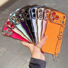 Phone Case - Electroplated Phone Case with a Large Heart-Shaped Window And Wavy Design, Compatible with for Iphone 11 Through 17 Pro Max Plus, Offering Full Coverage And Drop Protection