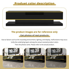 180cm LED TV Stand with 3 Drawers & Open Shelf, High Gloss Modern TV Cabinet with RGB Lights & Gold Trim, PB Board Entertainment Center for Living Room, Gaming & Home Theater - Holds up to 65 Inch TV, Smooth Glide Drawers, Scratch-Resistant, Easy Assembly