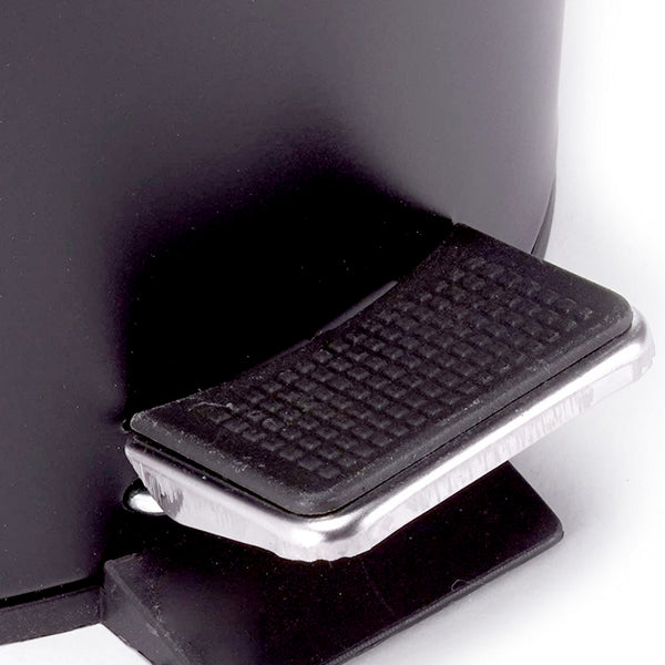 3L Pedal Bin Round Matt Black - Stainless Steel Pedal Bin with Lid - Household Rubbish Bin for Bathroom, Kitchen & Office - Rustproof Dustbin with Removable Plastic Container - Garbage