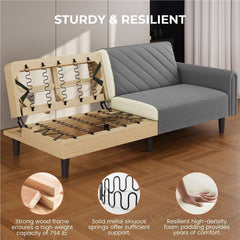 Costoffs Contemporary Sofa Bed Convertible Sofa Futon Couch Fabric 3-Seater Sofa Bed for Small Space/Apartments/Guest Rooms/Studios, Beige/Dark Gray