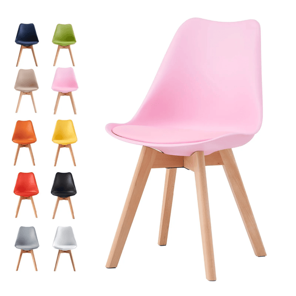 mcc direct 1Pcs Dining Chair Wooden Legs Soft Cushion Pad Stylish DELUXE Retro Lounge Dining Office EVA