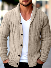 Men's Casual Sport Knit Cardigan, Fashion Knit Cardigan Jacket | Long Sleeve Thickened for Autumn and Winter, Warm, Featuring Cable Knit Craftsmanship, Casual Style Sweater with Button Closure, Regular Fit Long Sleeve Casual Style for Autumn and