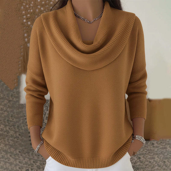 Women'S 2025 New Style Retro Solid-Color Sweater - Soft Round Neck Long Sleeve Winter Top with Ribbed Texture, Cozy Warm Pullover for Christmas & Daily Wear, Elegant Sweater for Women, Versatile Holiday Outfit