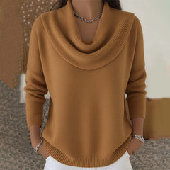 Women'S 2025 New Style Retro Solid-Color Sweater - Soft Round Neck Long Sleeve Winter Top with Ribbed Texture, Cozy Warm Pullover for Christmas & Daily Wear, Elegant Sweater for Women, Versatile Holiday Outfit