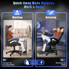 GartistGo Ergonomic Gaming Chair - Gamer Chairs with Lumbar Cushion + Headrest, Height-Adjustable Office & Computer Chair for Adults, Girls, Boys (Without footrest)